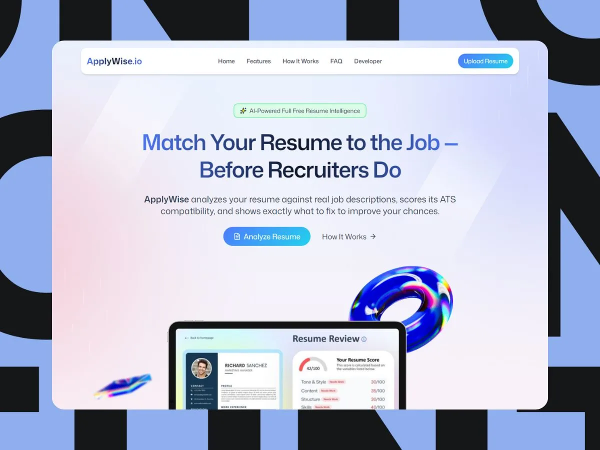 ApplyWise application mockup