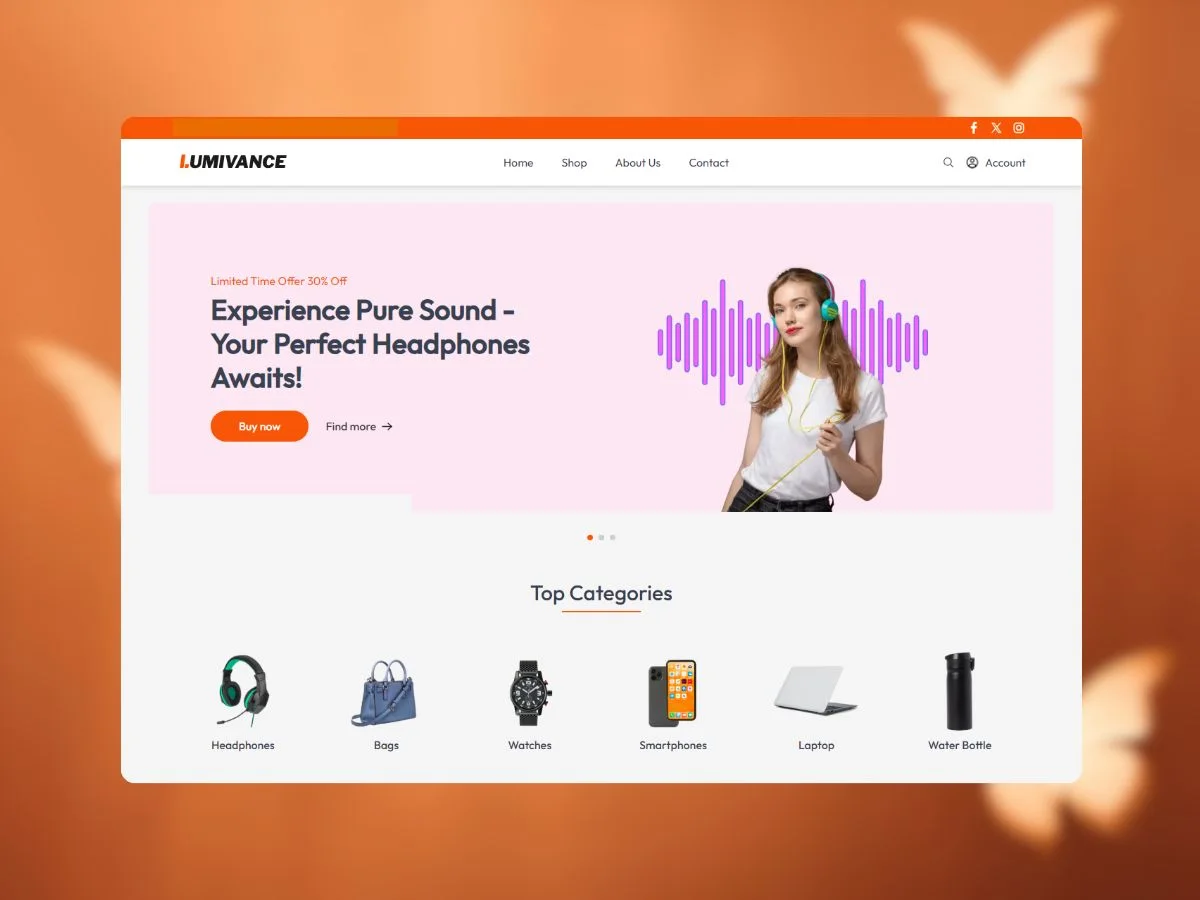 Lumivance ecommerce application mockup