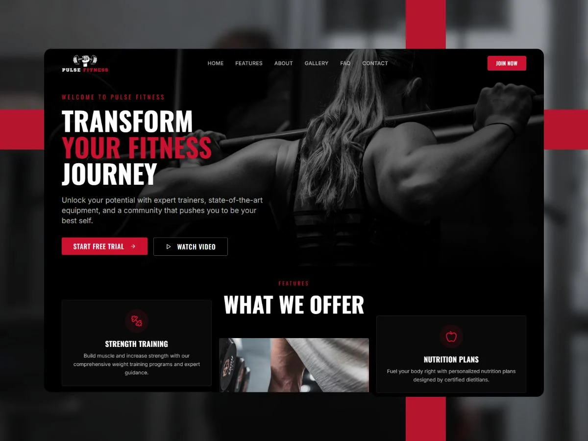 pulse fitness gymnasium mockup