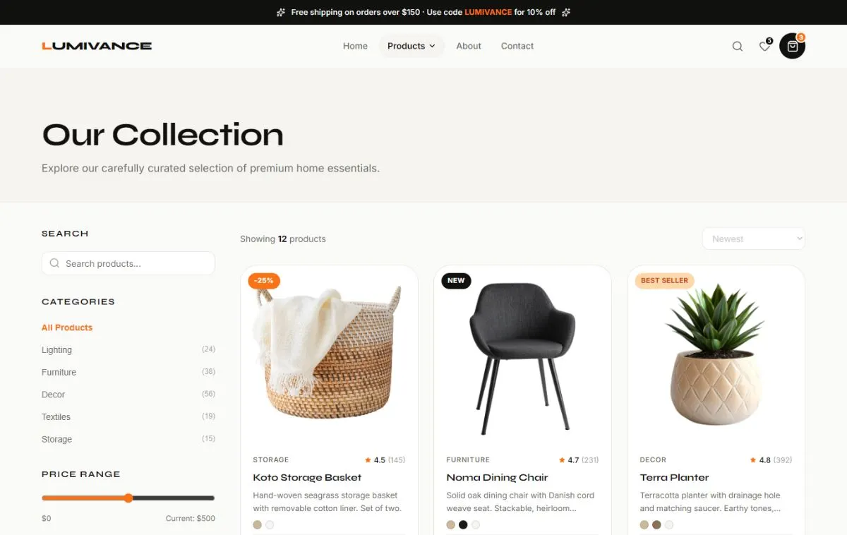 Decor Furniture & Accessories Full Featured E-commerce Platform