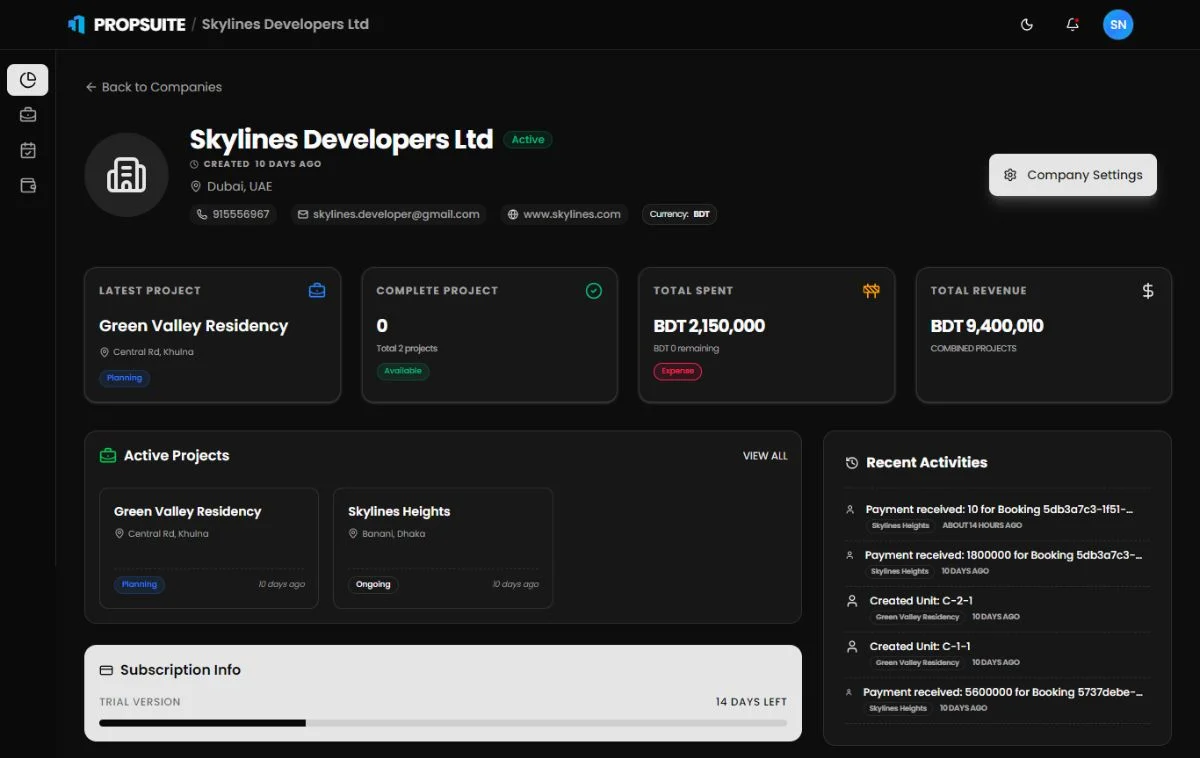 Real Estate Development Management ERP System with Automation